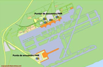 Zugangspunkte für Behinderte PMR am Flughafen Barcelona