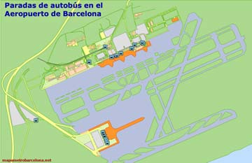 Paradas de autobús en el Aeropuerto de Barcelona