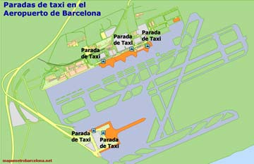 Taxistände am Flughafen Barcelona