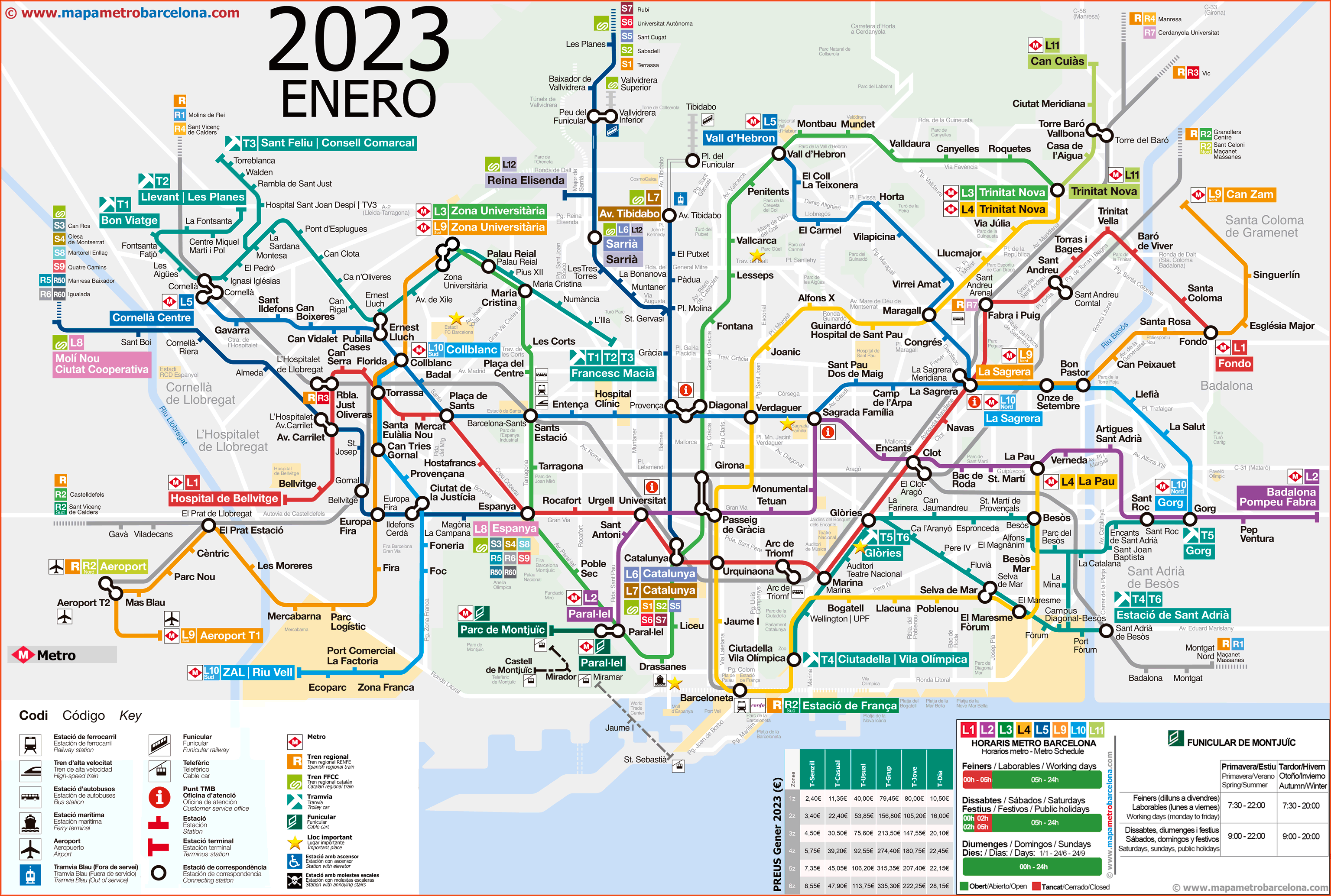 Metro map of Barcelona updated 2023