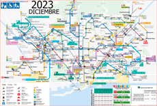 Karte der U-Bahn Barcelona 2023 mit Aufzügen