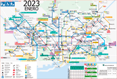 Barcelona metro map 2023 with elevators for travels