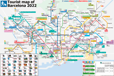 Mapa metro Barcelona 2023 turístico