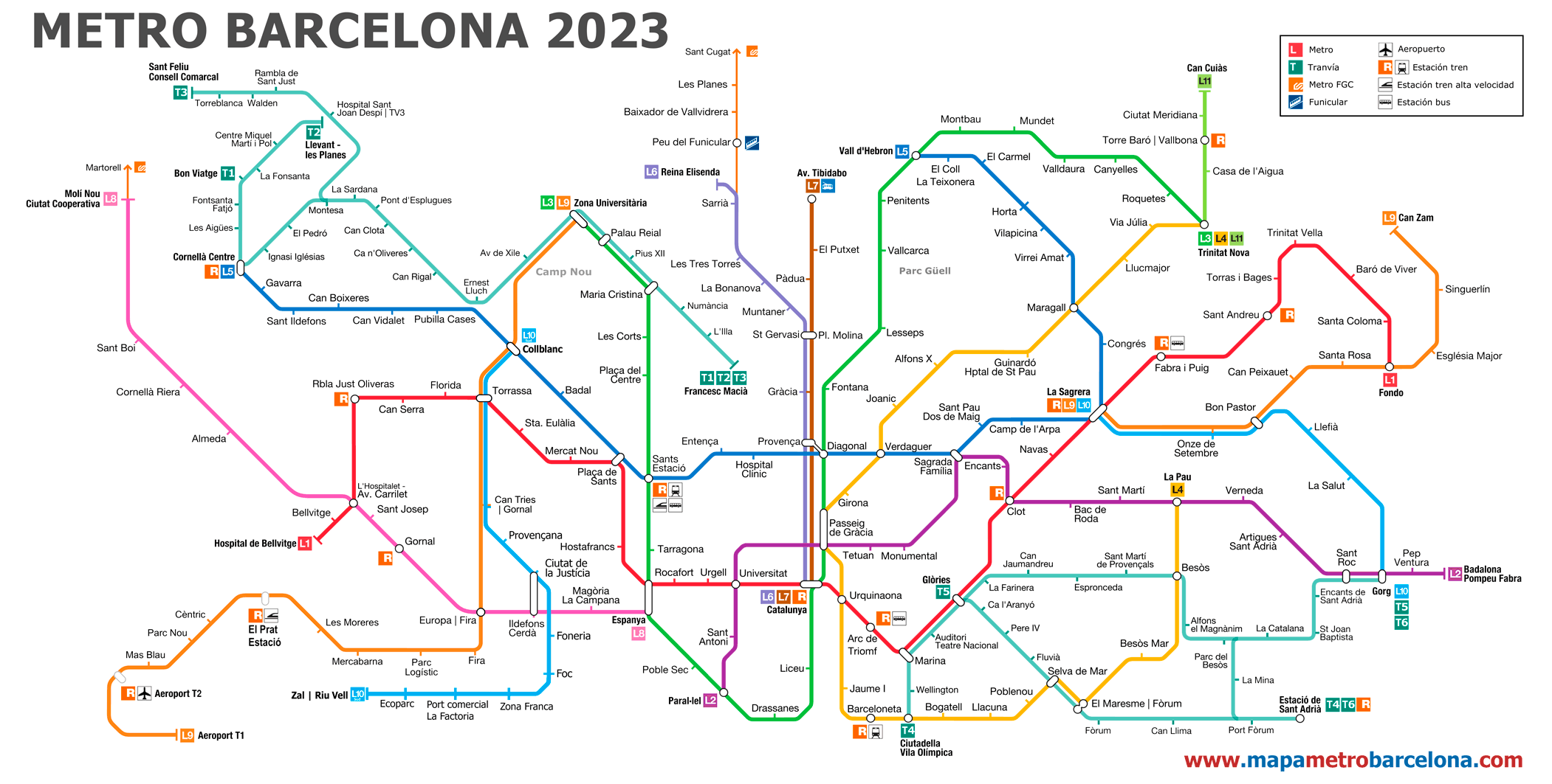 Metro map of Barcelona updated 2023